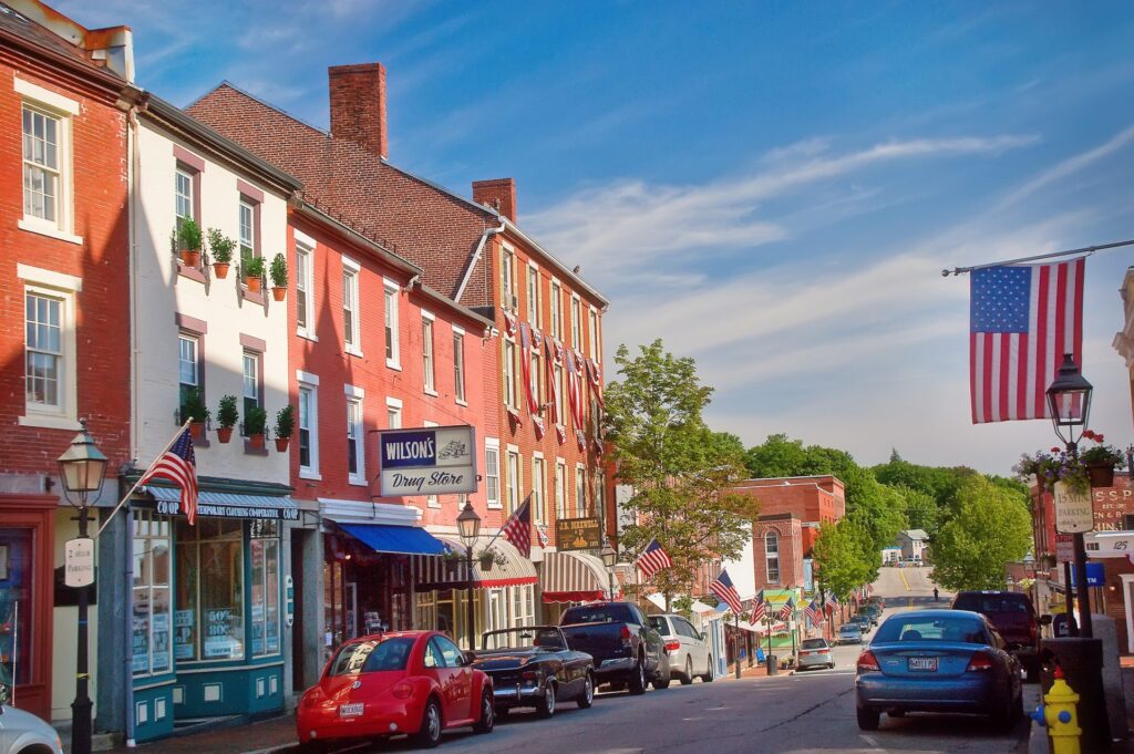 Downtown Bath, Maine overlooking the Kennebec River—an ideal blend of historic charm and reliable infrastructure, reflecting the growing demand for managed IT services in small coastal communities.