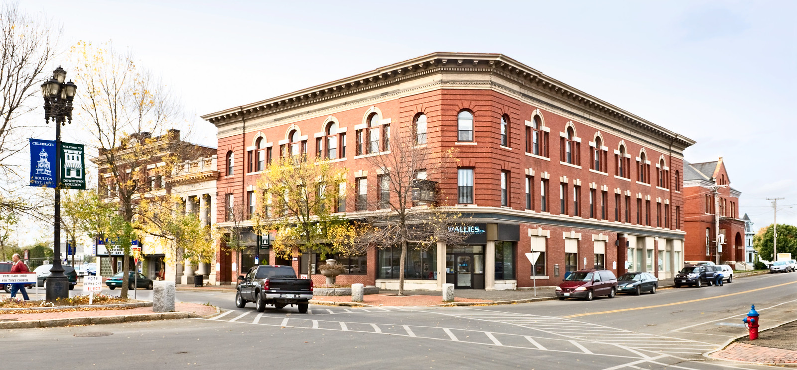 Brick buildings in downtown Houlton, Maine—serving as the heart of small businesses that rely on managed IT for day-to-day operations.