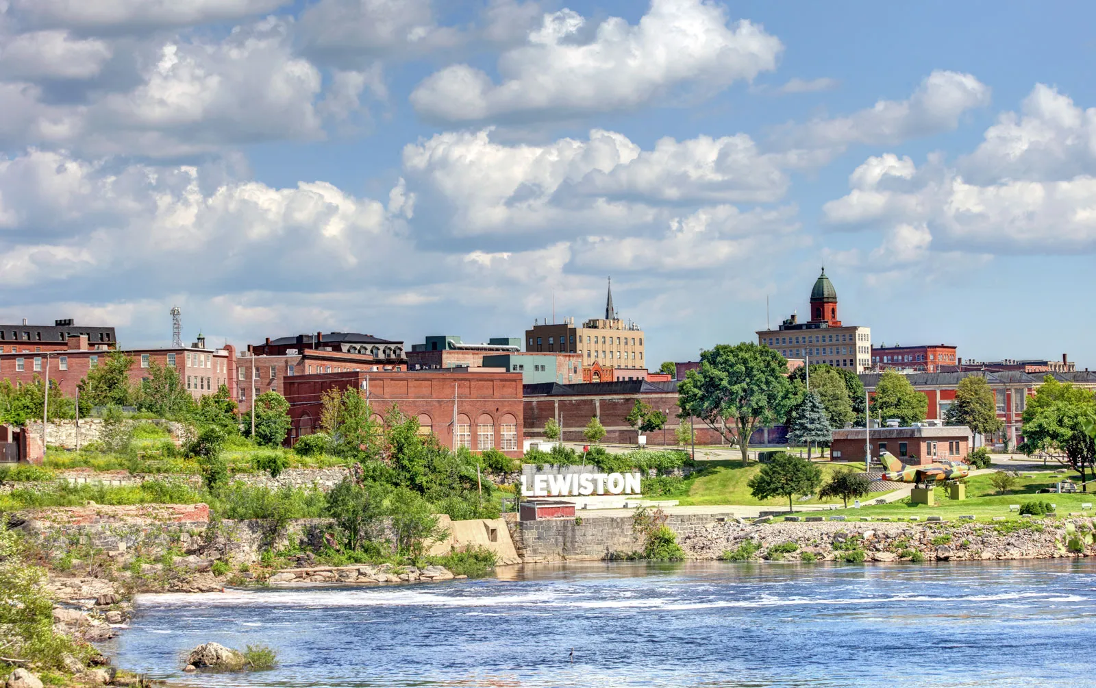 Lewiston’s downtown skyline and riverfront, symbolizing community progress supported by managed IT solutions.