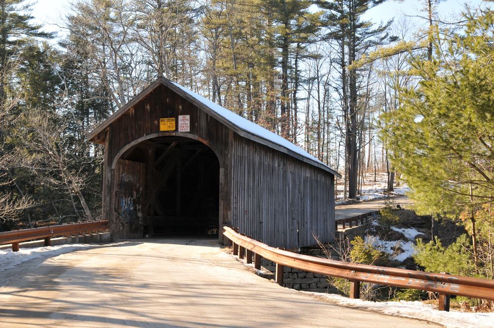 Covered bridge in Standish, Maine, symbolizing the town’s connection between tradition and modern solutions like managed IT for local businesses and homes.